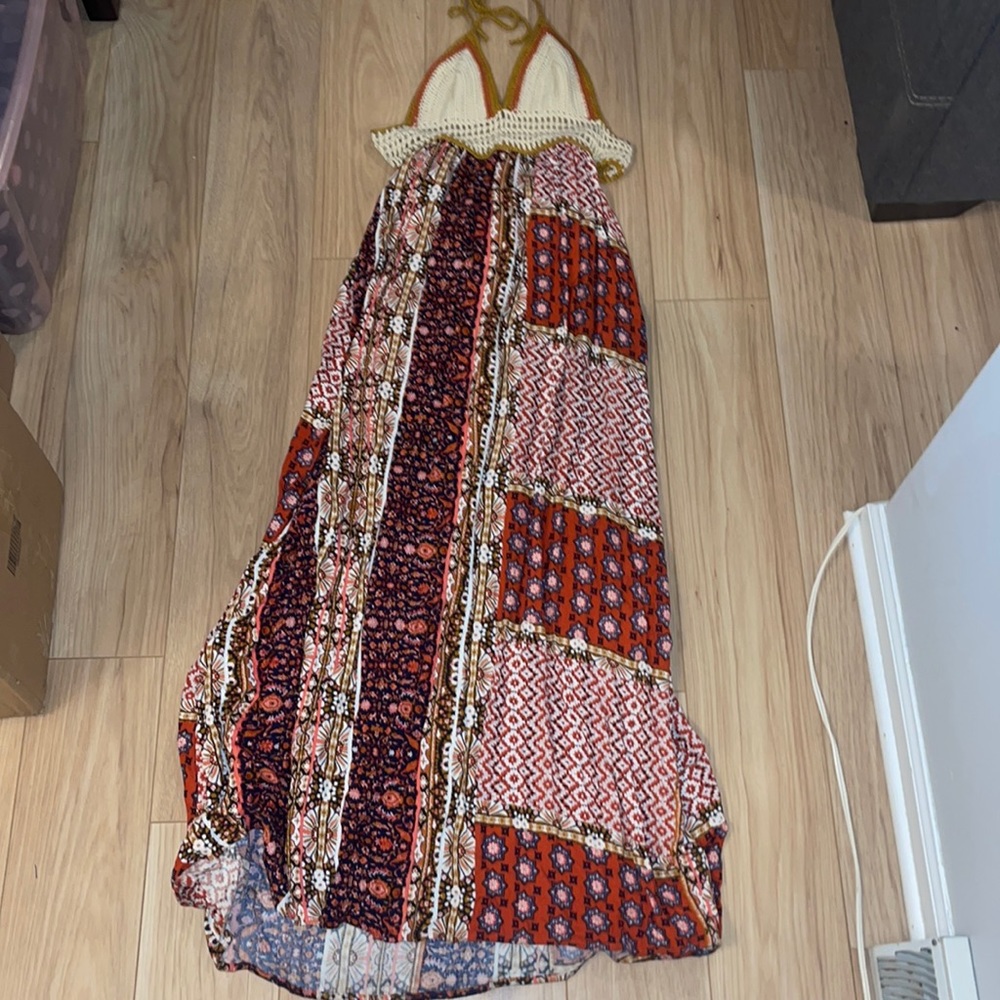 Forever 21 Multi Color Dress with Crochet Top